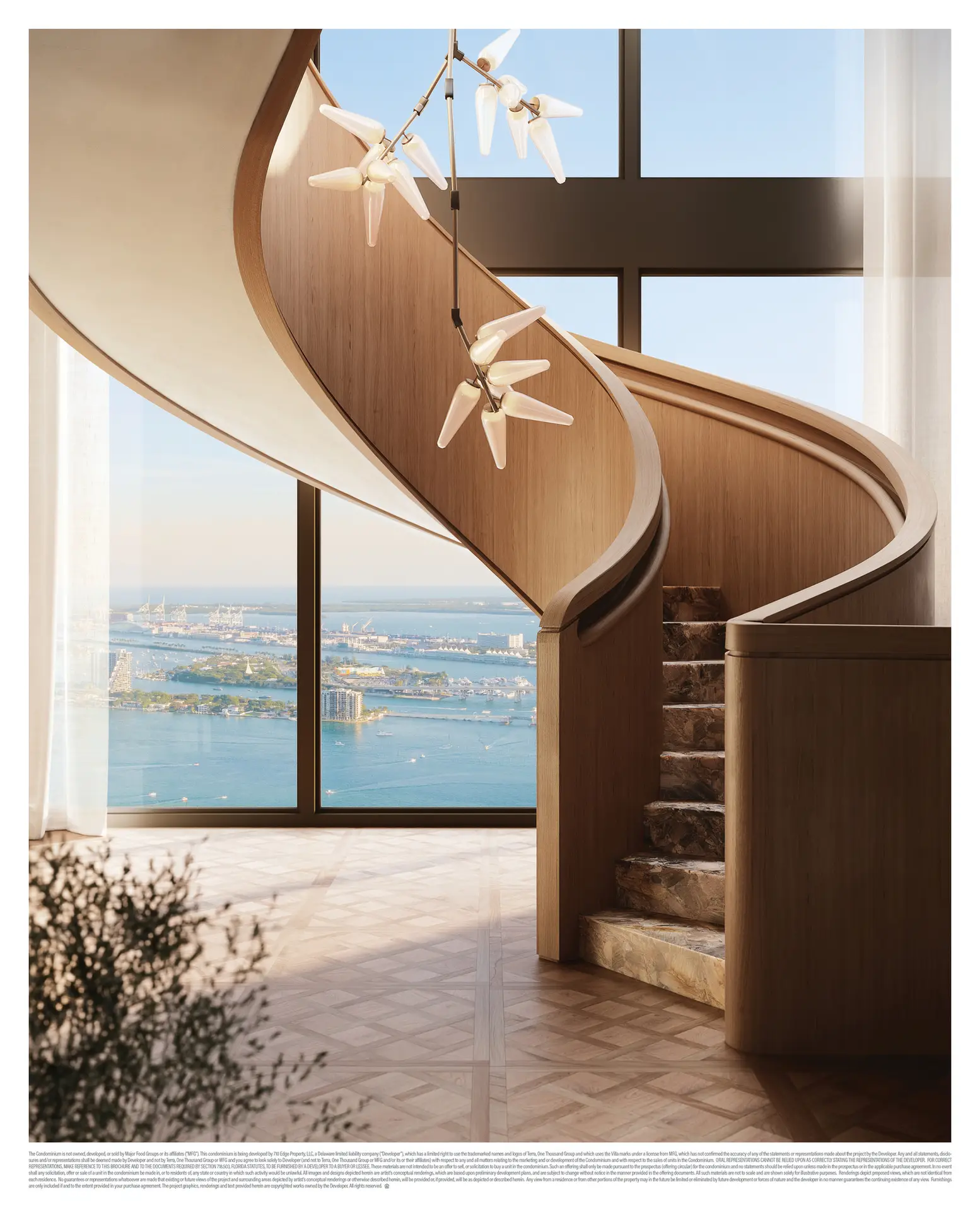 Villa Miami Edgewater — Spiral staircase Biscayne Bay view